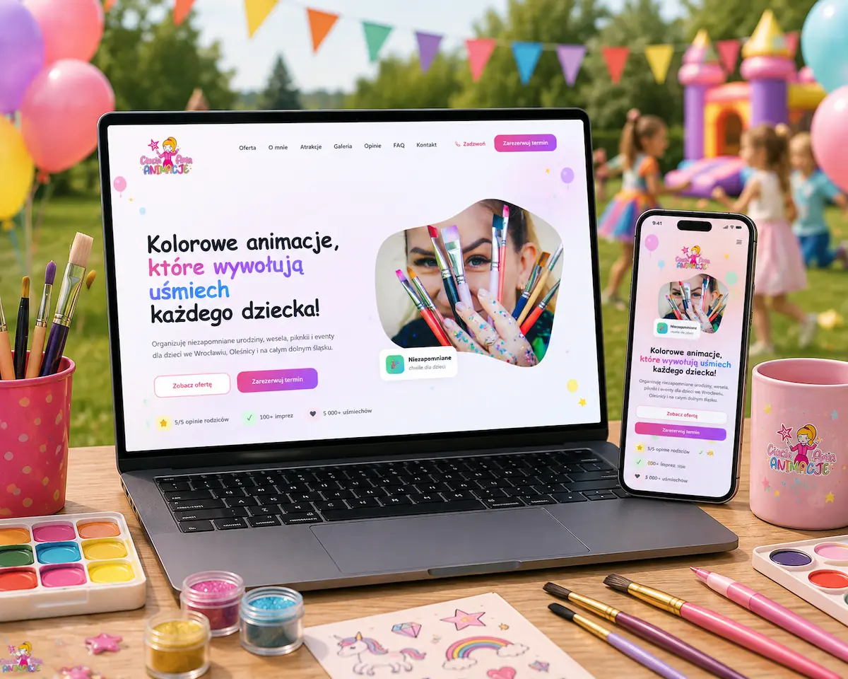 Ciocia Ania Animacje - podgląd strony internetowej